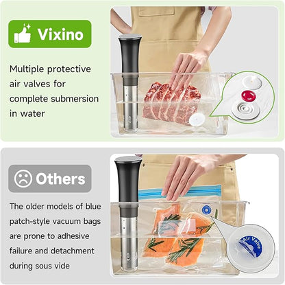 Vacuum Sealer Bags, 40 Reusable Vacuum Sealer Bags for Food, BPA-Free, Meal Prep and Sous Vide Cooking,Works for Handheld Sealer and Vac Sealer Machine with External Vacuum Systems