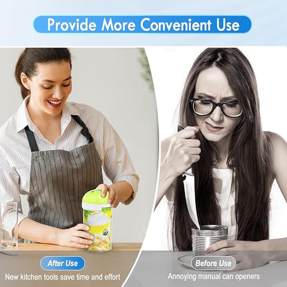 HuiJuKeJi Electric Can Opener, Rechargeable Automatic Can Opener for Seniors with Arthritis, One-Touch Hands-Free Can Opener for Almost Can Sizes, Smooth Edge & Food-Safe Kitchen Gadgets-Green