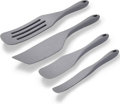 Tongjude Silicone Spurtle Set, Silicone Spatula Set, Heat Resistant Cooking Utensil for Nonstick Cookware, Serving，Baking, Whisking, Smashing, Scooping, Spreading, 4 Piece