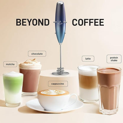 Zulay Kitchen Patented Tornado Triple Whisk Milk Frother with 4 Duracell Batteries – Handheld Foam Maker for Coffee, Lattes, Matcha & Hot Chocolate – Rich, Creamy Froth in Seconds