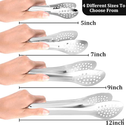 10PCS Serving Tongs, Small Kitchen Tongs,XEVOM Stainless Steel small Appetizer Tongs Mini Sugar Ice (5 Inch)