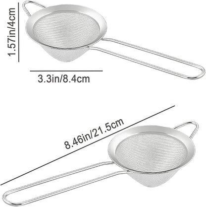 18 PCS Tea Strainers Cocktail Strainer Stainless Steel Fine Mesh Small Strainer, 3.3''Mini Tea Strainer with Long Handle for Cocktails Tea Herbs&Drinks,Conical Tea Filter Bar Colander Food Loose Tool