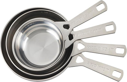 Le Creuset Batch-Baking Measuring Cups, Stainless Steel, Set of 4 (2/3 & 3/4 & 1.5 & 2 cups)