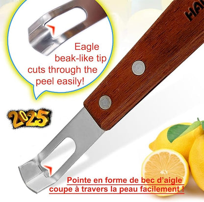 Channel Knife Zester - Fruit and Vegetable Tool for Decorating Cocktails, Desserts, and Salads Stainless Steel Tip 2 PACK