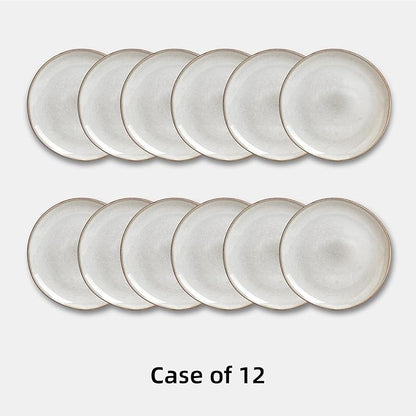 Organic Shape Restaurant Dinner Plates 10.5 ", Commerical Grade Catering Stoneware Plates in Ir-regular Organic Shape, Chip & Scratch Resistant, Glossy Reactive Glaze Grey, Case of 12