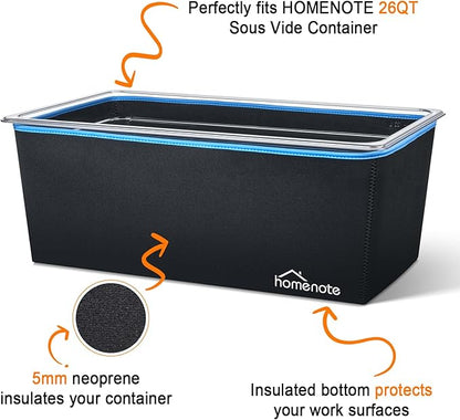 HOMENOTE Large Sous Vide Container 26 Quarts with Lid,Complete Sous Vide Accessories Kit BPA Free,Compatible with Anova and Most Sous Vide Cookers（Comes with 2 Sous Vide Racks and Insulating Sleeve）