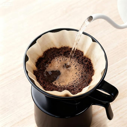 Handmade Pour Over Ceramic Coffee Dripper - Authentic Brewing Experience for Camping, Office, and Home (Black)