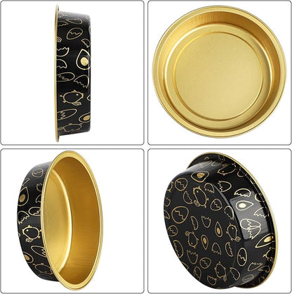 Beasea Mini Tart Pans 50 Pack, 4 Inch Disposable Pie Tins with Lids, Black Gold Aluminum Pie Pan Cartoon Tin Tart Pans Round Oven Baking Mini Cake Pan for Pie Tart Quiche