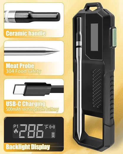 Meat Thermometer with Ultra-Thin Probe, Single Probe Thermometer