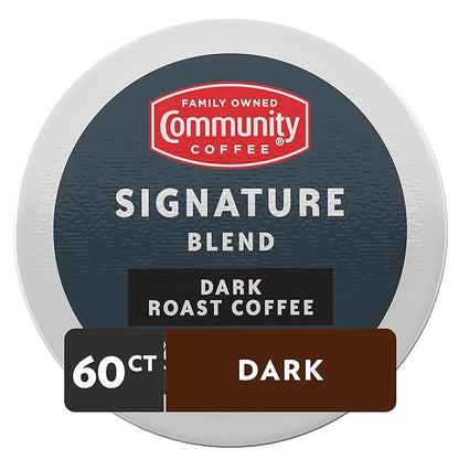 Community Coffee Signature Blend 60 Count Coffee Pods, Dark Roast, Compatible with Keurig 2.0 K-Cup Brewers, Box of 60 Pods