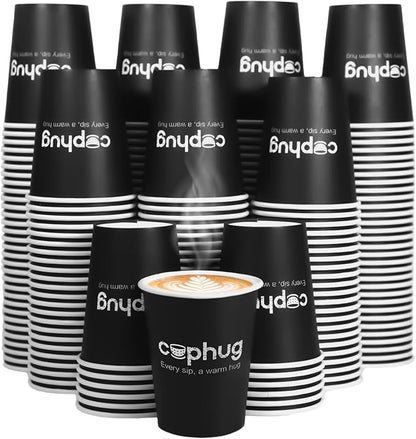 300 Pack 8 oz Disposable Paper Coffee Cups, 8 Ounce Black Paper Hot Coffee Cups–Perfect for Hot Beverages, Party, Office, and Home Use