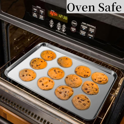 Stainless Steel Baking Sheet Set of 2, Cookie Sheet Baking Sheet Pan (17.5'' x 13'' x 1.1”, 2 Pack)