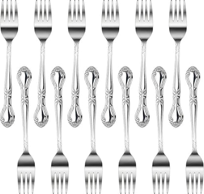 New Star Foodservice 58666 Rose Pattern, 18/0 Stainless Steel, Salad Fork, 6.2-Inch, Set of 12