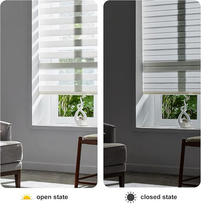 Persilux Cordless Zebra Blinds for Windows Free-Stop Roller Windows Shades (72" W X 72" H, Cream) Dual Layer Light Control for Day and Night, Light Filtering Sheer Shades for Home, Easy to Install
