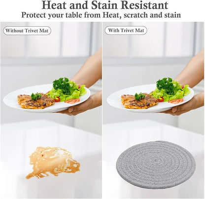 Billbotk 7" Trivets for Dishes, Pots and Pans, 4 Heat Resistant Hot Pads, Pot Holders for Kitchen, Plate Mats for Countertops, Table, Home Essentials, Farmhouse Decor