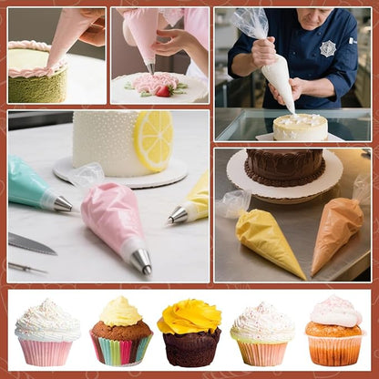 200PCS 12 Inch Disposable Piping Bags, Icing Piping Bags for Frosting, Thickened Non-Slip and Anti-Burst Pastry Bags for all Size Tips Couplers and Baking Cookies Candy Supplies Kits