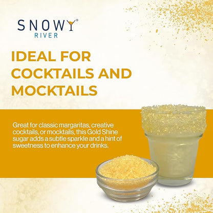 Snowy River Gold, Cocktail & Margarita Sugar Rimmer - Vibrant Color Glass Rimming Sugar with Medium Crystal Texture - 8oz