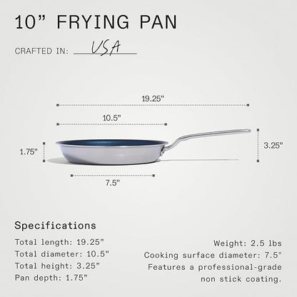 Made In Cookware - ProCoat 10" Non Stick Frying Pan (Harbour Blue) - 5 Ply Stainless Clad Nonstick - Professional Cookware - Induction Compatible