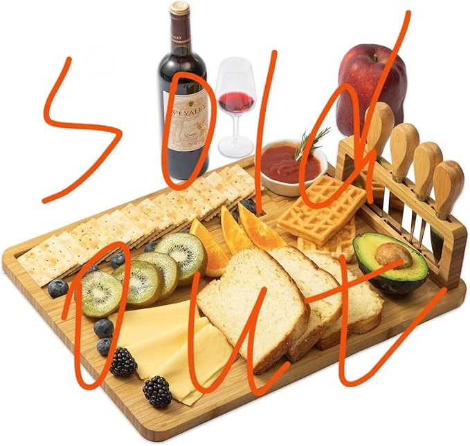 Cutting Boards for Kitchen Non Slip Wood Juice Groove Chopping Board Kitchen Essential House Warming Hostess Host Gift Serving Tray for Christmas Wedding Birthday Anniversary Morandi Orange