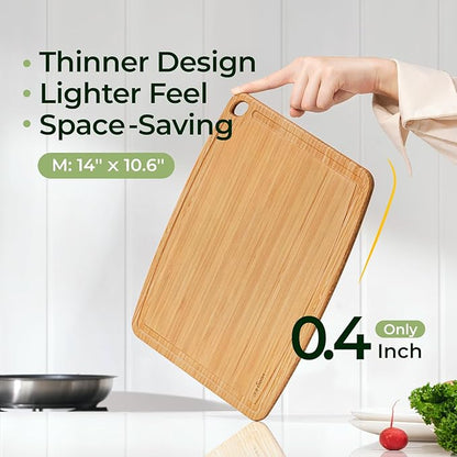 Dishwasher Safe Bamboo Cutting Board, Lightweight & Durable Wood Cutting Board, Reversible with Juice Groove, Easy to Store & Clean, Ideal Kitchen Gift for Home Cooks