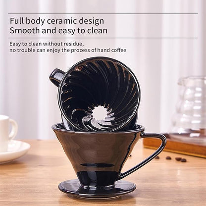 Pour Over Coffee Maker, Single Cup Coffee Dripper, Manual Porcelain Slow Brewing Accessories for Travel, Camping, Office, Home, Cafe, Coffee Gifts (Milky White, Large)