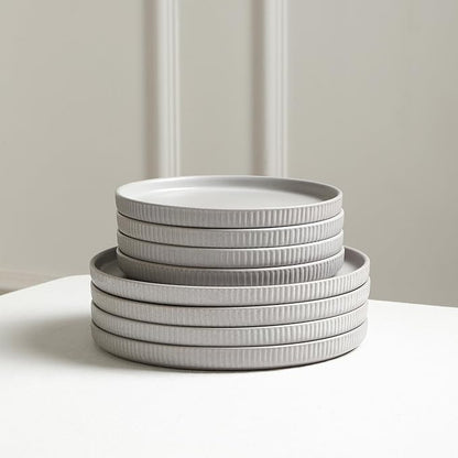 Stone Lain Haven Modern Stoneware 4 Piece Dinner Plates Sets, Dish Set for 4, Reactive Glaze Grey