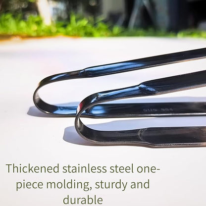 Premium Black Cooking Tongs - 304 Stainless Steel, Comfortable Grip, Non-Slip Design, High Heat Resistant - Ideal for Home, Kitchen, Barbecue & Frying Steak (black, 9 ＋12Inch)