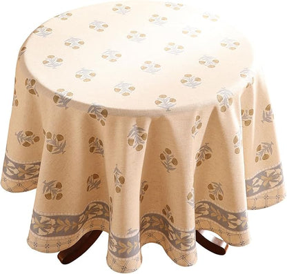 patdrea Designer Vintage Small Beige Tablecloth for Round Table,Linen Yellow Floral Pattern Tablecloths,Cover Cloth Decor for Kitchen Dining Christmas,Thanksgiving,Diameter 55"-Istana a