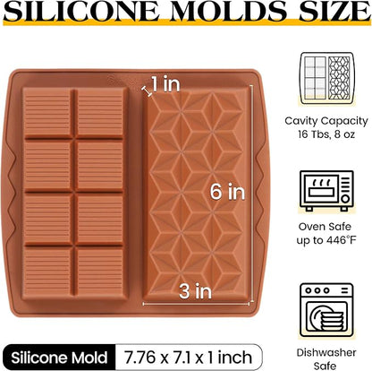 1 Inch Chocolate Bar Mold Deep Dubai Stuffed Chocolate Molds Silicone Large Break Apart Silicone Molds (Mix,1 Pc）