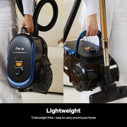 Aircliff Canister Vacuum Cleaner, Specially Designed Nozzle for Pet Family, 1200W & 17Kpa Strong Suction, 2 HEPA Filters & 5 Cleaning Tools for Hard Floor, Carpet, Upholstery, Pet Hair