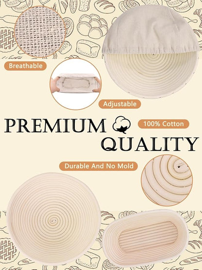 Sourdough Bread Baking Kit - Breads Making Tools - Complete Sourdough Starter Kit with Proofing Baskets, Jar, Dough Whisk, Pastry Mat, Bread Knife & Tools - Gifts for Bakers Women & Moms