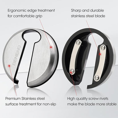 Beneno Wine Opener with Stainless Steel Wine Foil Cutter - Bottle Top Seal Cutter, Zinc Alloy Premium Wing Corkscrew with Multifunctional Bottles Opener, Upgrade Black Set