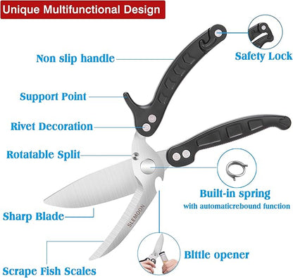 Kitchen Shears Heavy Duty Poultry Shears Meat Cutting Dishwasher Safe and Stainless Food Kitchen Scissors for Chicken Turkey Thanksgiving,Black