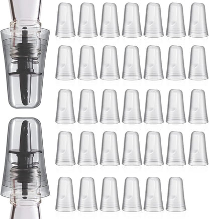 Chengu 36 Pieces Liquor Bottle Toppers for Liquor Pour Bottle Covers Universal Pour Dispenser Bar Dust Translucent Rubber Spout Covers for Home Kitchen Tools Supplies