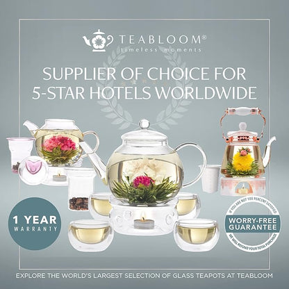 Teabloom Kyoto 2-in-1 Tea Kettle and Tea Maker – Glass Teapot with Removable Loose Tea Filter – Tea Connoisseur's Choice