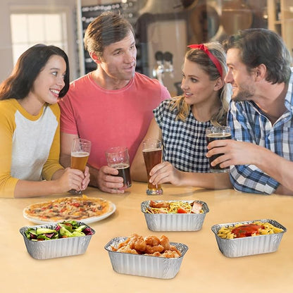 Small Aluminum Pans with Lids, 50 Pack Disposable Aluminum Loaf Pans 6x3.5x2 Inch, Thick Foil Pans Cookware for Baking Cakes, Bread, Meatloaf, Mini