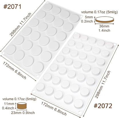 Flat Round Disc Silicone Mold Baking Tray 2 Sizes for Mini Tart Cookie Dessert Chocolate Caramel Candy Epoxy UV Resin Jewelry Soap