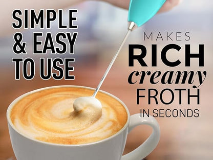 Zulay Kitchen Milk Frother Wand – High-Speed Handheld Frother with Upgraded Stand – Electric Foam Maker with Stainless Steel Whisk