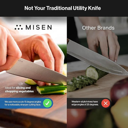 Misen 6.8" Chef Knife – High Carbon Japanese AUS-10 Stainless Steel – Hybrid German & Japanese Blade – Precision Kitchen Knife for Professionals & Home Cooks – Ultimate Cutting Performance - Red