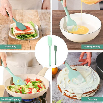 Silicone Spatula Set, Premium Spatulas Silicone Heat Resistant 2 Small & 2 Large Flexible Scraper for Nonstick Cookware, Rubber Spatula for Kitchen Mixing Baking Cooking Use, Soft Spatula - Set of 4