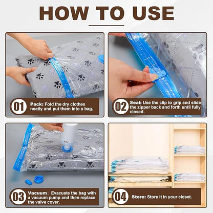 25 Pack Vacuum Storage Bags for Clothing Travel Vacuum Seal Bags With Wireless Pump IP67 Waterproof Reusable Vacuum Compression Bags for Clothing Luggage (1Travel Bag +6Small+6Middle+6Large+6Jumbo)