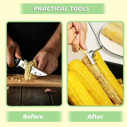 Corn Peeler, Corn Stripper, Long Handle Stainless Steel Corn Stripping Too Thresher Scraper for Home Kitchens, Restaurant Chefs (2PCS)