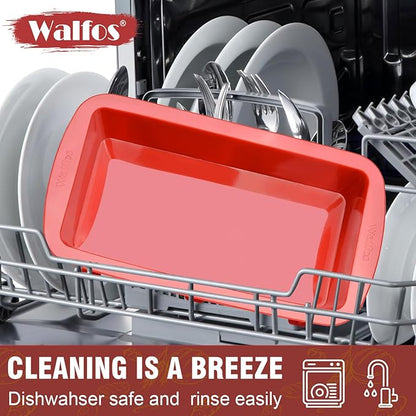 Walfos Silicone Bread Loaf Pan, 9 x 5 inch Non-Stick Silicone Loaf Pans For Baking Set of 2, Perfect For Bread, Cake, Meatloaf, Dishwasher Safe