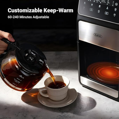 Gevi 10 Cup Drip Coffee Maker with Built-in Grinder, Grind ＆ Brew Burr Combo Coffee Machine with Touch Screen, Programmable, 4-Hour Warm Plate, Permanent Filter, Coffee Carafe