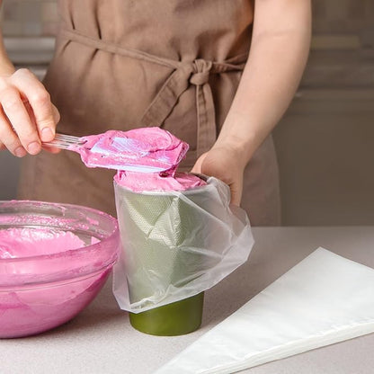 LotFancy 24 Inch Extra Large Piping Bags Disposable, 100pcs Icing Bags, Thickened Bakery Bags, Non-Slip & Anti-Burst, Food Grade Cake Decorating Bags for Dessert, Pastry, Cookies, Cupcake Decorating