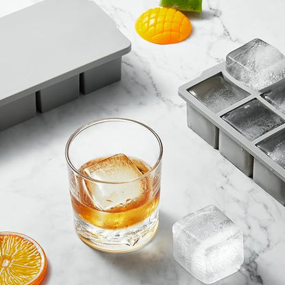 Nax Caki 3 Pack Silicone Large Ice Cube Tray with Lid, Stackable Big Silicone Square Ice Cube Mold for Whiskey Cocktails Bourbon Soups Frozen Treats, BPA Free-3 Color