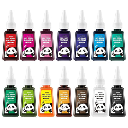 Gel Food Coloring Set - Concentrated Vibrant 14 Colors Edible Food Grade Dye for Cake, Icing, Macarons, Cookies, Baking Decoration, Fondant, DIY Soap, Bath Bombs -16.6 fl.oz (35ml/Bottle)