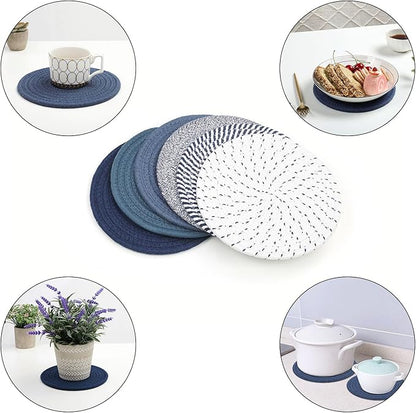 SHACOS Trivets for Hot Dishes, 6 Pieces 8 Inches Cotton Trivets Mats for Kitchen, Hot Pads for Countertops and Table, Heat-Resistant Pot Holders for Hot Pots and Pans, 6pcs