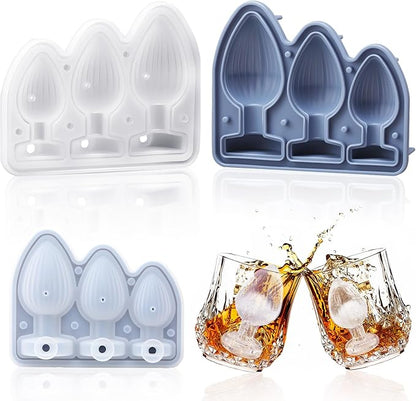Hoolerry Ice Cube Molds Cube Trays Fun Shapes Silicone Ice Ball Maker with Lid for Whiskey Cocktails Juice Drinks Beverage Crafting Accessories White Elephant Gifting(Blue,Multi-size)