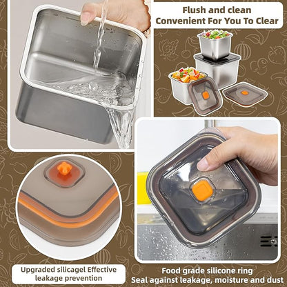 2 PCS Stainless Steel Food Storage Containers(67oz) with Lids Leak Proof & Airtight | Square Stainless steel freezer Containers,For Meal Prep,Fruit,Snack,Freezer
